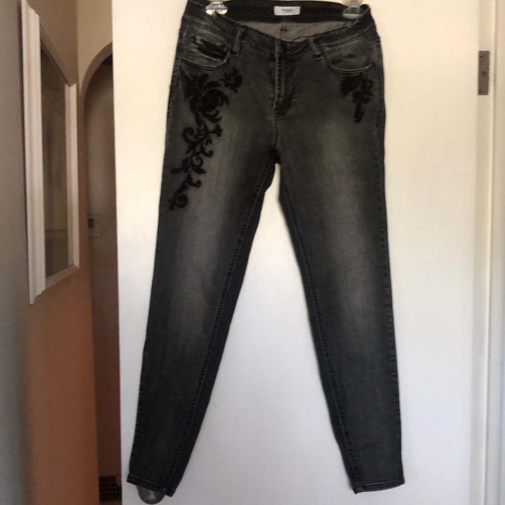 Black stone washed jeans.